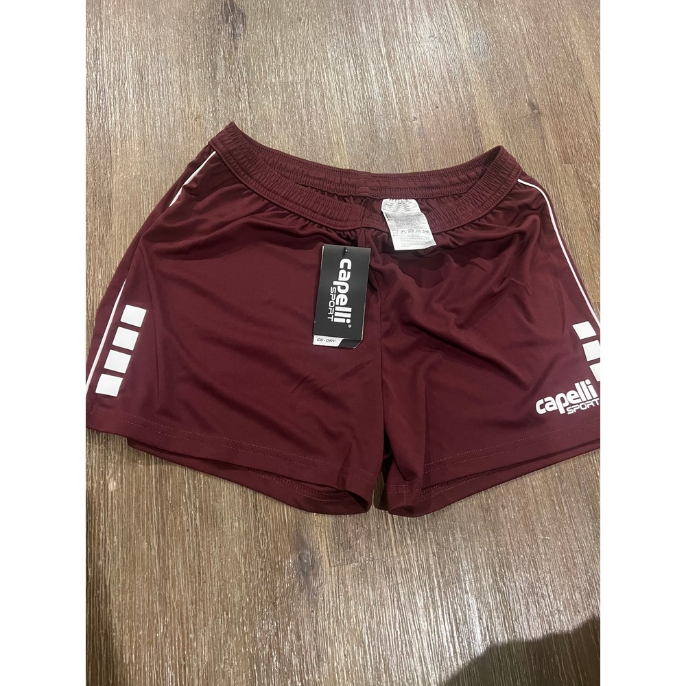 Capelli Sport Womens Empire I Match Shorts Maroon White Soccer Athletic XS